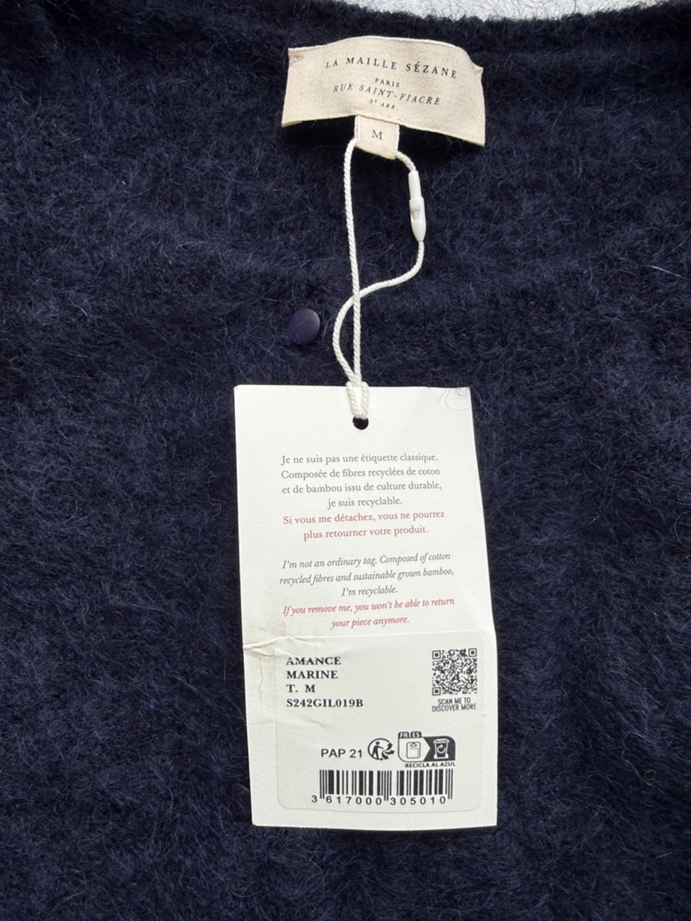 Sezane Navy Amance Cardigan - Picture 4 of 4